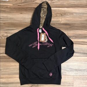 Legendary WHITETAILS Women's S Heartbeat Hoodie Black Pink Camo